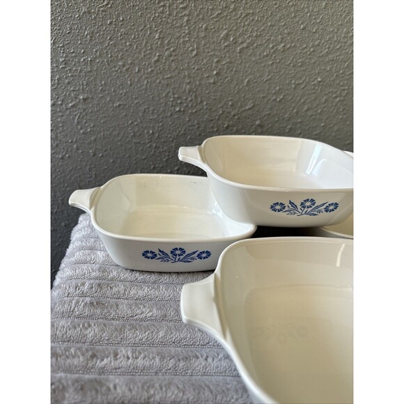 Corning Ware Petite Pan Casserole Dish P-41 Blue Cornflower Set of 4 Vintage - Picture 2 of 16